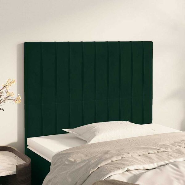 vidaXL Cabeceira Verde Escuro 80x5x118/128 cm Veludo