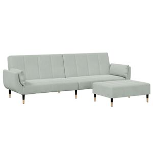 vidaXL Sof&aacute;-cama 2 lugares c/ apoio de p&eacute;s veludo cinza-claro