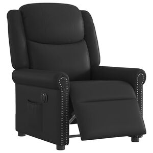 vidaXL Poltrona reclin&aacute;vel el&eacute;trica couro artificial preto brilhante