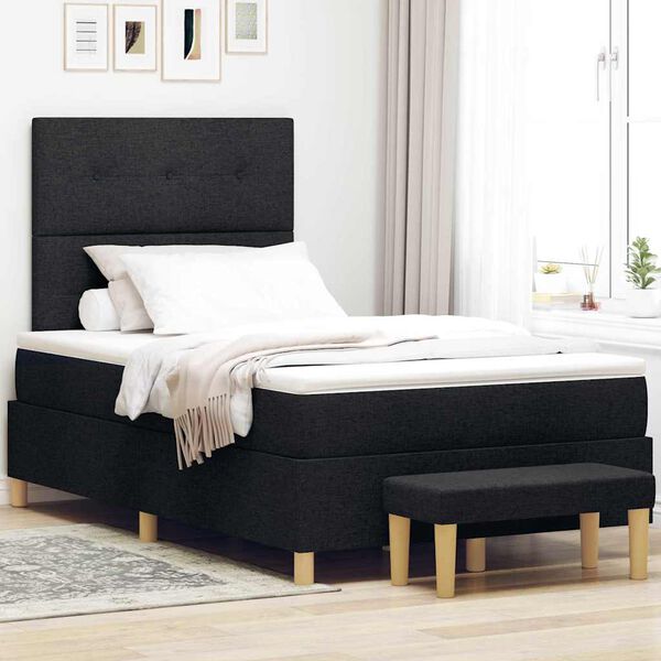 vidaXL Cama Box com colch&atilde;o com cabeceira Preto 120 x 200 cm tecido