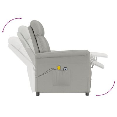 vidaXL Poltrona massagens elétrica camurça artificial cinza-claro