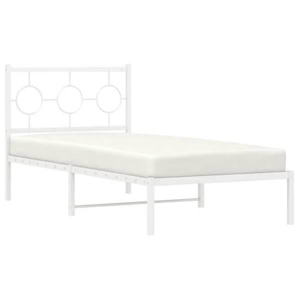 vidaXL Estrutura de cama com cabeceira 90x190 cm metal branco