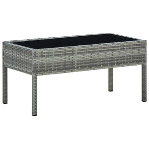 vidaXL Mesa de jardim 75x40x37 vime PE cinzento