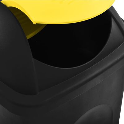 vidaXL Caixote do lixo com tampa basculante 60 L preto e amarelo