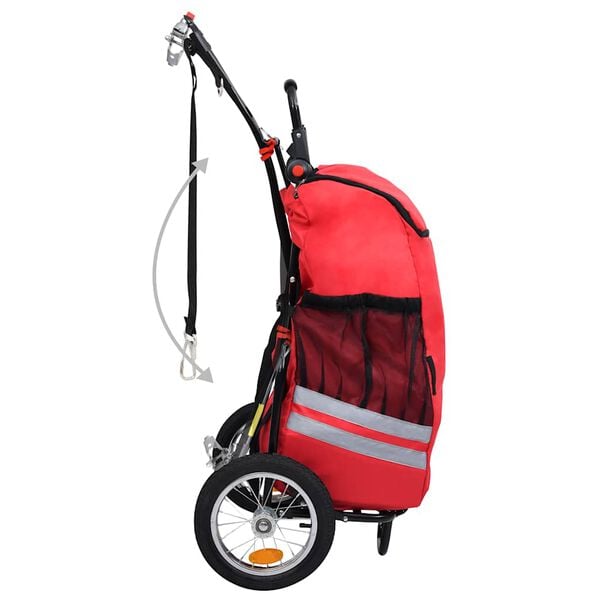 vidaXL Reboque para bicicleta com saco de compras vermelho/preto