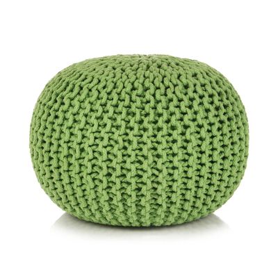 vidaXL Pufe tricotado à mão algodão 50x35 cm verde