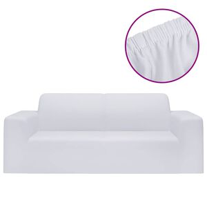 vidaXL Capa de sof&aacute; el&aacute;stica 2 lugares jersey de poli&eacute;ster branco