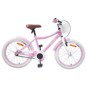 vidaXL Bicicleta Infantil 18 Polegadas para 5-7 anos Rosa Claro