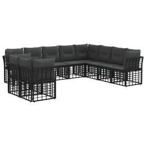 vidaXL Conjunto de Sof&aacute;s para Exterior Preto Poli&eacute;ster