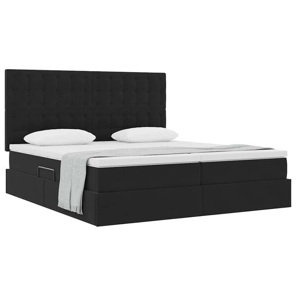 vidaXL Cama com Armazenamento com colch&atilde;o Preto 200 x 200 cm Veludo