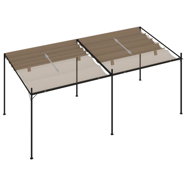 vidaXL Gazebo com telhado retrátil 600x300x233 cm cinzento-acastanhado