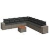 vidaXL 10 pcs conjunto sof&aacute;s de jardim c/ almofad&otilde;es vime PE cinzento