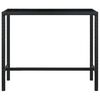 vidaXL Mesa de bar para jardim 130x60x110 cm vidro e vime PE preto