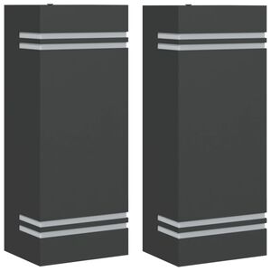vidaXL Candeeiros de parede p/ exterior 2 pcs a&ccedil;o inoxid&aacute;vel preto