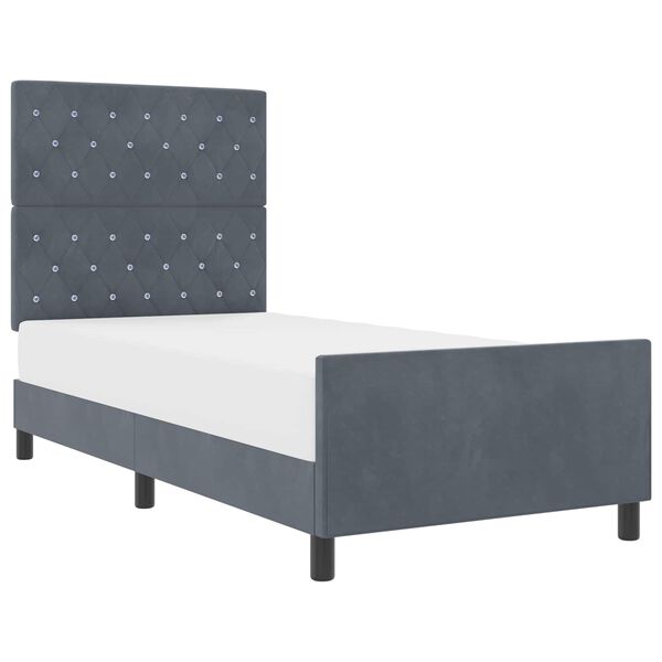 vidaXL Cama Box com cabeceira Cinzento escuro 100 x 200 cm Veludo