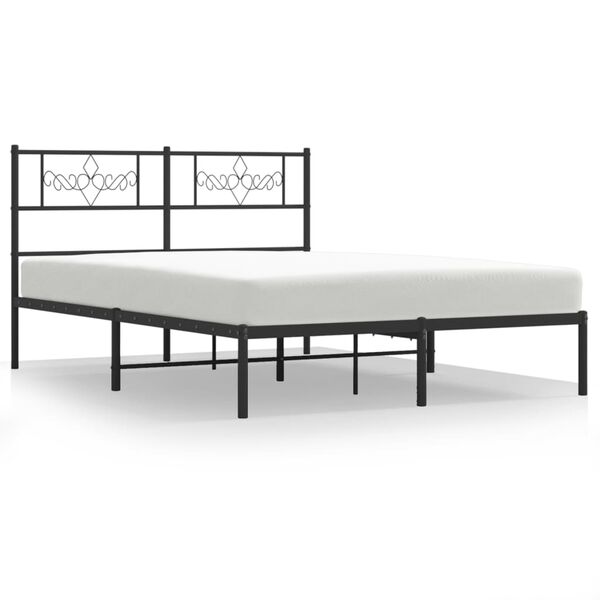 vidaXL Estrutura de cama com cabeceira 120x200 cm metal preto