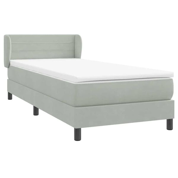 vidaXL Cama com molas/colch&atilde;o cinzento-claro 80x210 cm veludo