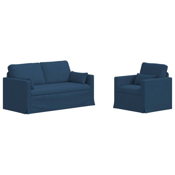vidaXL Sof&aacute; 2 pcs Azul Dimens&otilde;es gerais: 158 x 78 x 80 cm (L x P x A)