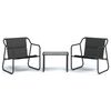 vidaXL 3 pcs conjunto lounge de jardim com almofad&otilde;es a&ccedil;o antracite