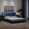 vidaXL Estrutura de cama com LED sem colch&atilde;o Hvar 160x200 cm tecido azul