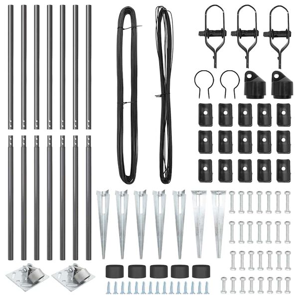 vidaXL Poste de Cerca 7 pcs Cinzeto A&ccedil;o