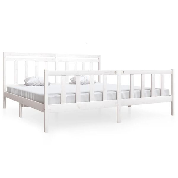 vidaXL Estrutura de cama 200x200 cm madeira maciça branco