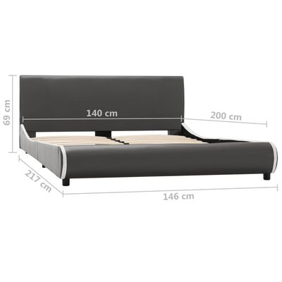 vidaXL Estrutura de cama 140x200cm couro artificial cinzento antracite