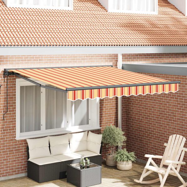 vidaXL Toldo Retr&aacute;til Multicolor 300 x 250 cm Poli&eacute;ster e Metal