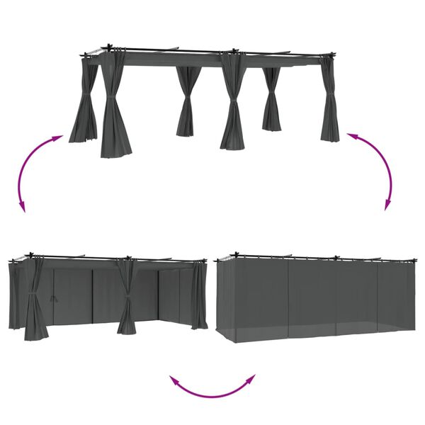 vidaXL Gazebo com cortinas 6x3 m aço antracite