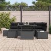 vidaXL Conjunto de Sof&aacute; de Jardim com almofada 7 pcs Preto vime PE