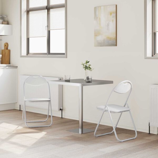 vidaXL Cadeira Dobr&aacute;vel 2 pcs Branco 48 x 43,5 x 81 cm Couro Sint&eacute;tico