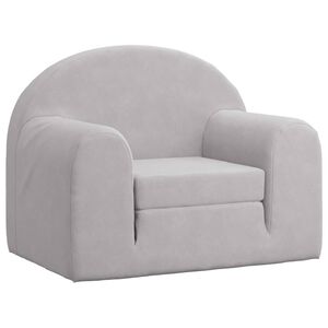 vidaXL Sof&aacute;-cama infantil pel&uacute;cia macia cinzento-claro