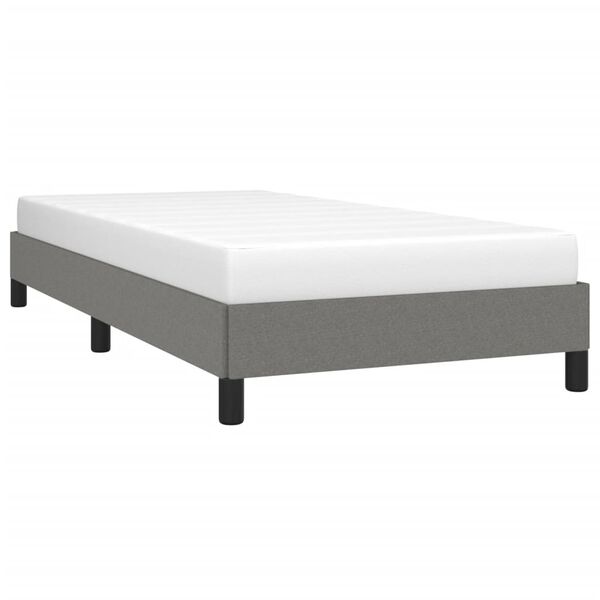 vidaXL Estrutura de cama sem colch&atilde;o 90x200 cm tecido cinzento-escuro