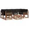vidaXL Conjunto de Sof&aacute;s para Exterior 7 pcs Natural e Preto