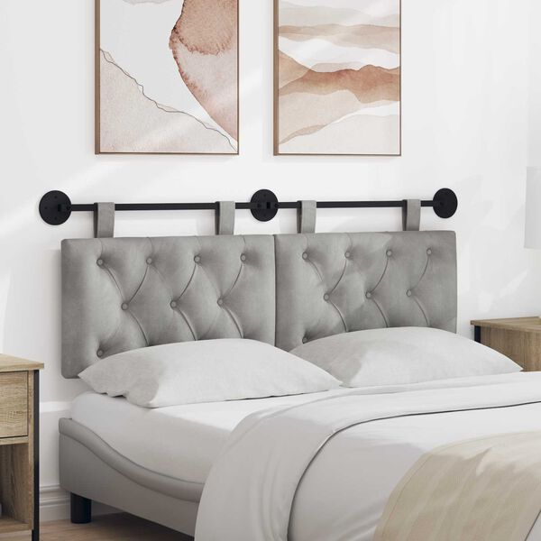 vidaXL Cabeceira Suspensa Cinzento-claro 150 x 55 x 7 cm Veludo