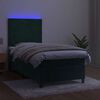 vidaXL Cama box spring c/ colch&atilde;o/LED 80x200 cm veludo verde-escuro