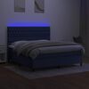 vidaXL Cama box spring c/ colch&atilde;o e LED 180x200 cm tecido azul
