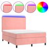 vidaXL Cama box spring c/ colch&atilde;o/LED 140x200 cm veludo rosa