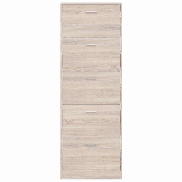 vidaXL Sapateira com 5 compartimentos em madeira, apar&ecirc;ncia carvalho