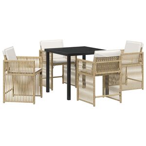 vidaXL Conjunto de Jantar para Jardim 5 pcs Bege vime PE
