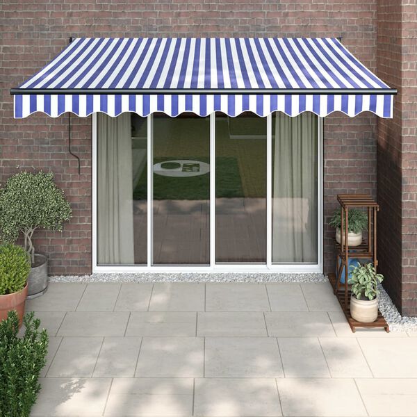 vidaXL Toldo retr&aacute;til autom&aacute;tico 3x2,5 m azul e branco