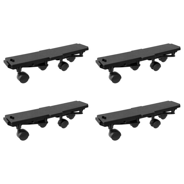 vidaXL Carrinhos de transporte 4 rodas 4 pcs polipropileno 170kg preto