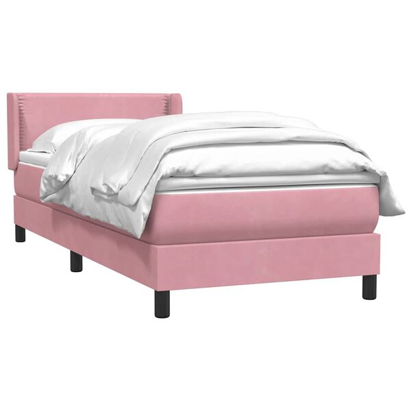 vidaXL Cama com molas/colch&atilde;o rosa 90x210 cm veludo