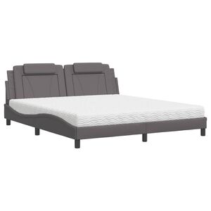 vidaXL Cama Viana com colch&atilde;o 180x200 cm couro artificial cinza