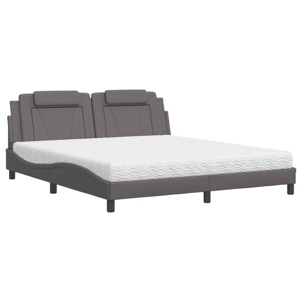 vidaXL Cama Viana com colch&atilde;o 180x200 cm couro artificial cinza