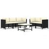 vidaXL 6 pcs conjunto lounge de jardim c/ almofad&otilde;es vime PE preto