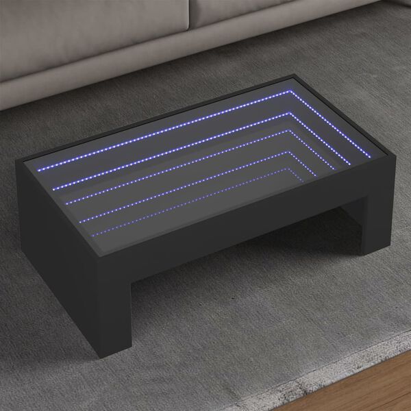 vidaXL Mesa de centro com luzes LED Infinity 90x50x30 cm preto
