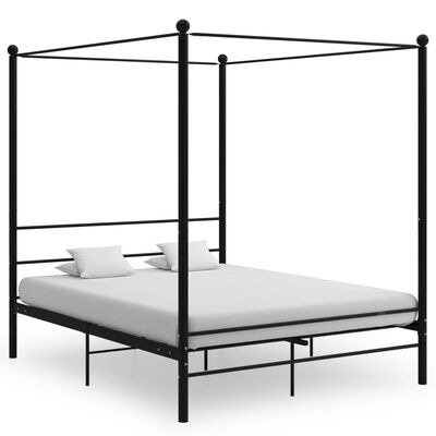 vidaXL Estrutura de cama dossel 160x200 cm metal preto