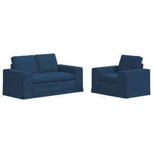 vidaXL Sof&aacute; 2 pcs Azul 182 x 80 x 82 cm tecido