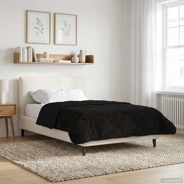 vidaXL Duvet de Ano Inteiro Colchonete Preto 155 x 200 cm